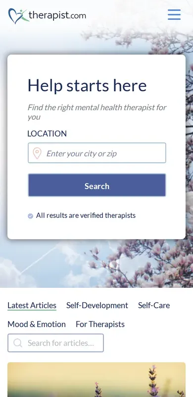 Therapist.com: What We Built, mobile view 2