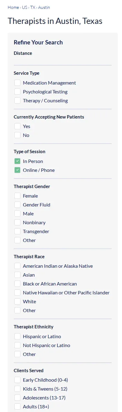 Therapist.com: What We Built, mobile view 1